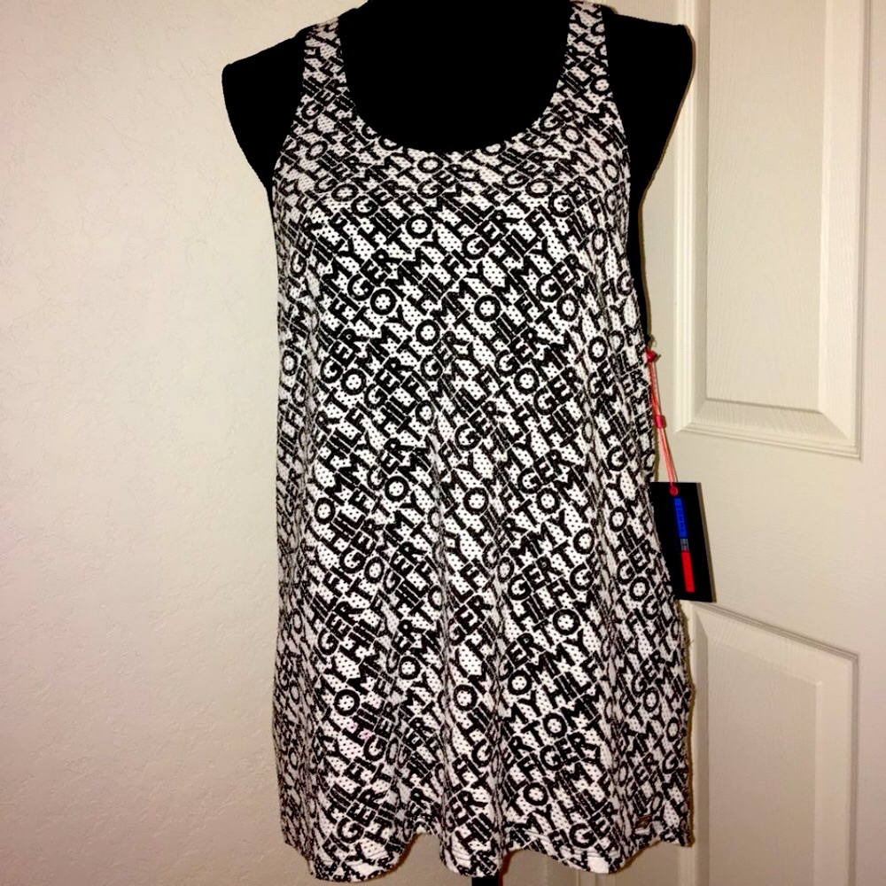 NEW! SPORTSWEAR ShIrt Tommy Hilfiger Sport black & white athletic tank top L